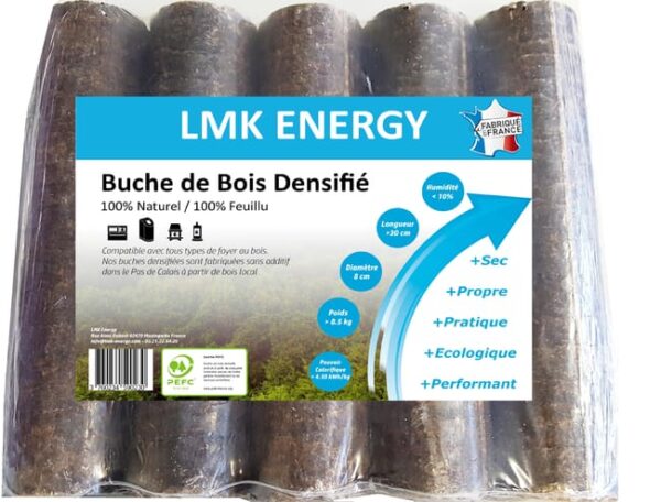 Bûches compressées sac 5 bûches, L30, feuillus