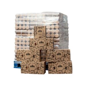 1000 KGS DE BUCHES COMPRESSÉES DE JOUR, BOIS DE CHAUFFAGE DENSIFIÉ POUR POÊLE À BOIS CHEMINÉE 5 CARTONS DE BOIS D'ALLUMAGE / 1 CARTON 2KG ALLUME-FEU