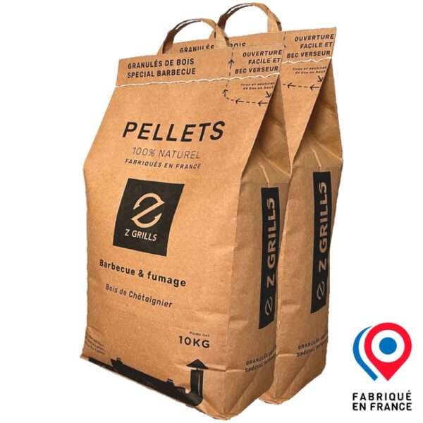 Pellets Barbecue ZGRILLS Châtaignier Lot de 2 sacs 10 Kg BBQ
